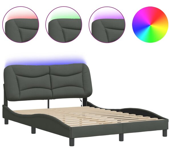 Okvir kreveta s LED-om bez madraca Hvar 140 x 190 cm od tkanine - Siva / 140 x 190 cm