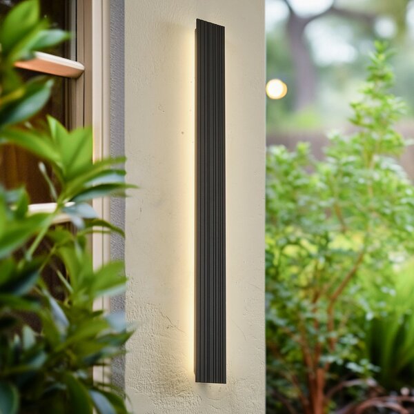 Lucande Melira vanjska zidna LED svjetiljka, visina 100 cm, antracit, Crno, Aluminij