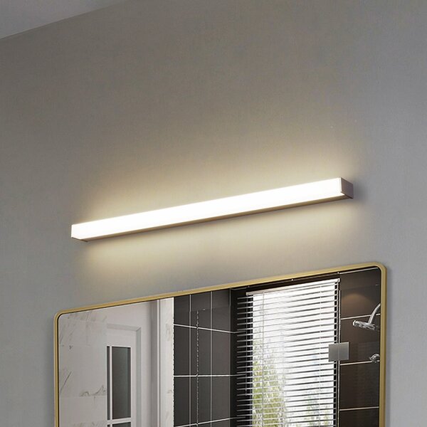 Lindby LED zidna lampa Philippa, četvrtasta, 89 cm, u boji aluminija, IP44, Metalik, kupaonica, Aluminij