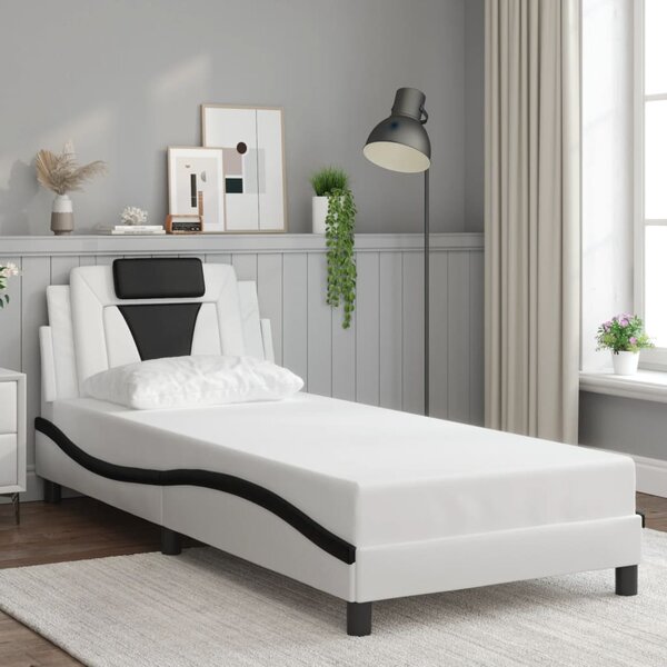 Okvir kreveta Viana s LED-om bez madraca bijelo-crni 90x190 cm - Bijela / 90 x 190 cm