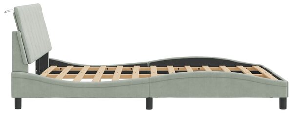 Okvir kreveta s LED-om bez madraca Hanko svjetlosivi 140x190 cm baršunasti - Siva / 140 x 190 cm