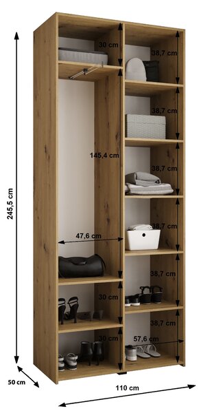 Ormar za garderobu 110 cm Carmela 50-4 (bijela + zlatna)