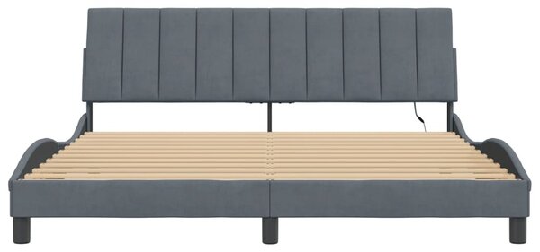 Okvir kreveta s LED-om bez madraca Hanko tamnosivi 180 x 200 cm baršunasti - Siva / 180 x 200 cm
