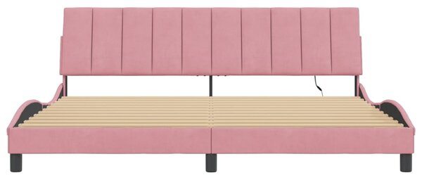 Okvir kreveta s LED-om bez madraca Hanko ružičasti 200 x 200 cm baršunasti - Ružičasti / 200 x 200 cm