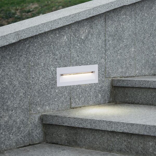 Lucande LED ugradna zidna svjetiljka Loya, 23 x 8 cm, bijela, IP54, Bijela, Aluminij