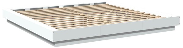 Okvir kreveta LED bijeli 200 x 200 cm konstruirano drvo - Bijela / 200 x 200 cm