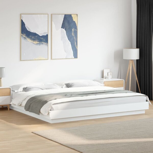 Okvir kreveta LED bijeli 200 x 200 cm konstruirano drvo - Bijela / 200 x 200 cm