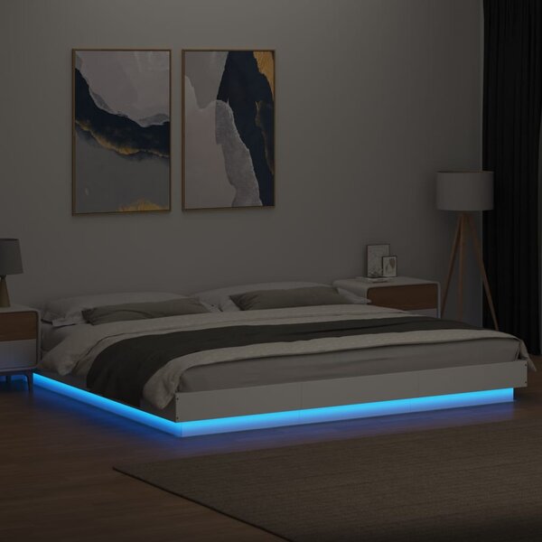 Okvir kreveta LED bijeli 200 x 200 cm konstruirano drvo - Bijela / 200 x 200 cm