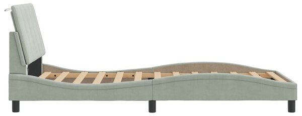 Okvir kreveta s LED-om bez madraca Hanko svjetlosivi 100x200 cm baršunasti - Siva / 100 x 200 cm