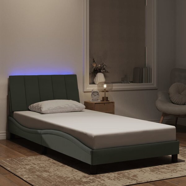 Okvir kreveta s LED-om bez madraca Hanko svjetlosivi 100x200 cm baršunasti - Siva / 100 x 200 cm