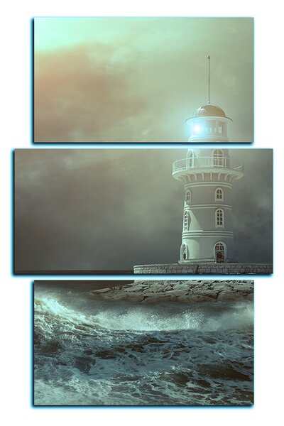 Slika na platnu - Svjetionik u moru pod nebom - pravokutnik 7159FD (90x60 cm)
