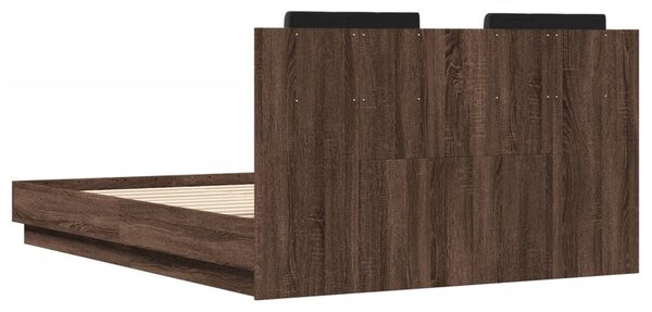 Okvir kreveta s uzglavljem LED boja smeđeg hrasta 135 x 190 cm - Smeđa / 135 x 190 cm