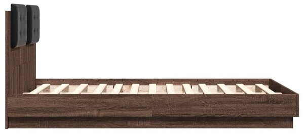 Okvir kreveta s uzglavljem LED boja smeđeg hrasta 135 x 190 cm - Smeđa / 135 x 190 cm