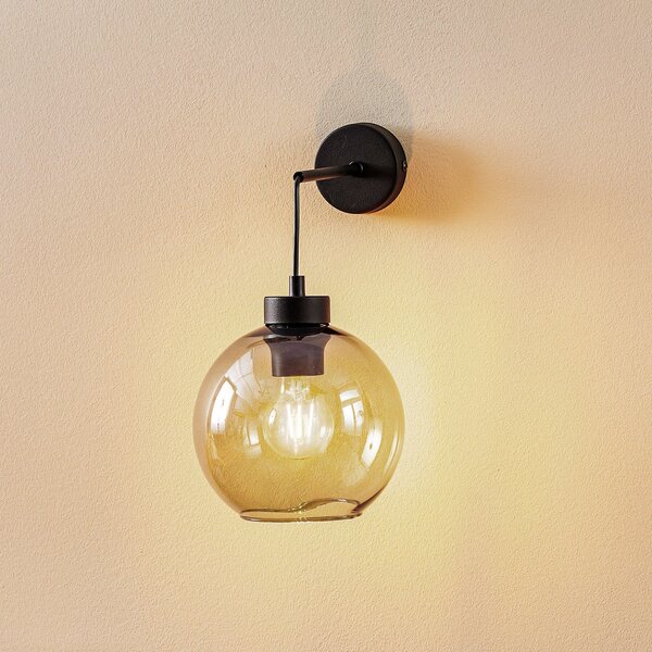 TK Lighting Zidna lampa Cubus, crna/dimno siva, staklo, visina 30 cm, E27, prigušiva, Sivo, Dnevni boravak/blagovaonica, Staklo, Metak