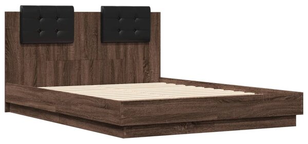 Okvir kreveta s uzglavljem LED boja smeđeg hrasta 135 x 190 cm - Smeđa / 135 x 190 cm