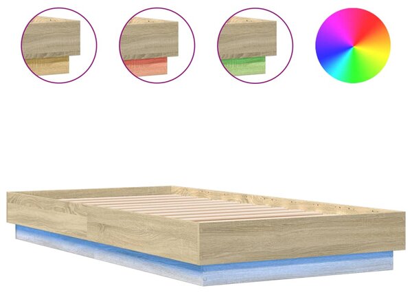 Okvir kreveta s LED svjetlima boja hrasta sonome 75 x 190 cm - Smeđa / 75 x 190 cm