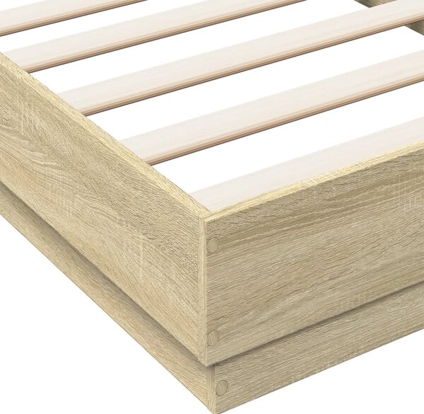 Okvir kreveta s LED svjetlima boja hrasta sonome 75 x 190 cm - Smeđa / 75 x 190 cm