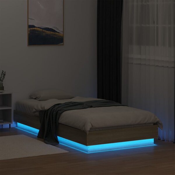 Okvir kreveta s LED svjetlima boja hrasta sonome 75 x 190 cm - Smeđa / 75 x 190 cm