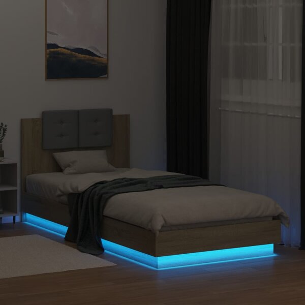 Okvir kreveta s uzglavljem LED boja hrasta sonome 100 x 200 cm - Smeđa / 100 x 200 cm