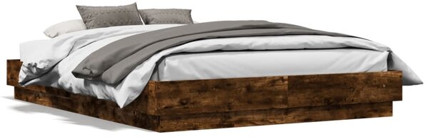 Okvir kreveta s LED svjetlima dimljena boja hrasta 120 x 190 cm - Smeđa / 120 x 190 cm