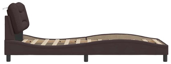 Okvir kreveta bez madraca Hvar tamnosmeđi 90x200 cm od tkanine - Smeđa / 90 x 200 cm