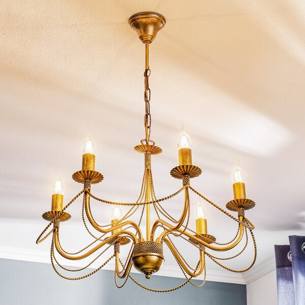 EMIBIG LIGHTING Luster Tori 6, šest svjetala, zlatni, prigušiva, Zlato / mjed, Dnevni boravak/blagovaonica, Metal