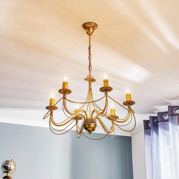 EMIBIG LIGHTING Luster Tori 6, šest svjetala, zlatni, prigušiva, Zlato / mjed, Dnevni boravak/blagovaonica, Metal