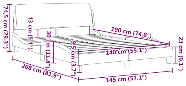 Okvir kreveta s uzglavljem Dover plavi 140x190 cm tkanine - Plava / 140 x 190 cm