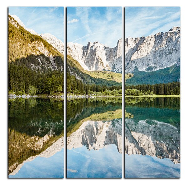 Slika na platnu - Alpski vrhovi koji se ogledaju u mirnom jezeru - kvadrat 3157B (75x75 cm)