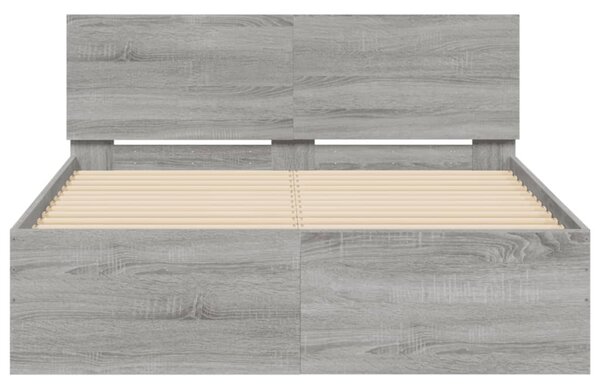 Okvir kreveta s uzglavljem siva boja hrasta 120x200 cm - Siva / 120 x 200 cm