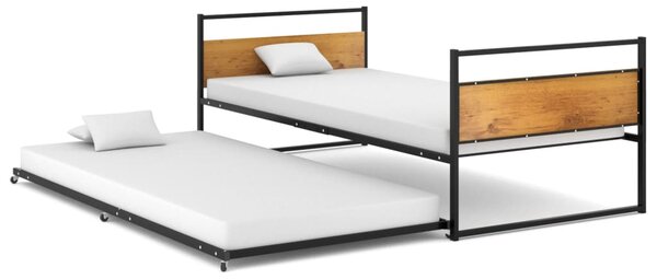 Okvir kreveta na razvlačenje crni metalni 90 x 200 cm - Crna