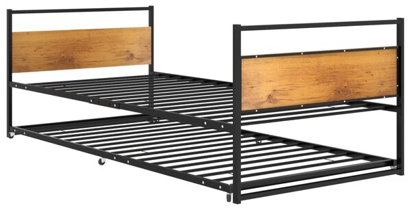 Okvir kreveta na razvlačenje crni metalni 90 x 200 cm - Crna