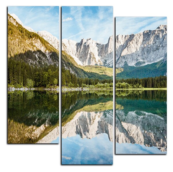 Slika na platnu - Alpski vrhovi koji se ogledaju u mirnom jezeru - kvadrat 3157C (75x75 cm)