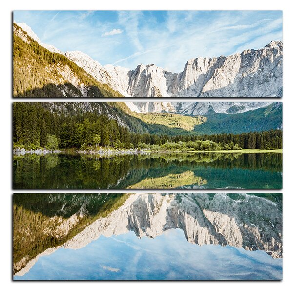 Slika na platnu - Alpski vrhovi koji se ogledaju u mirnom jezeru - kvadrat 3157D (75x75 cm)
