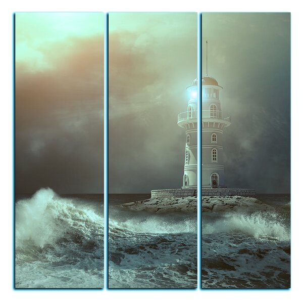 Slika na platnu - Svjetionik u moru pod nebom - kvadrat 3159FB (75x75 cm)