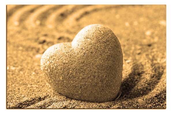 Slika na platnu - Kamen u obliku srca na pijesku 1161FA (60x40 cm)