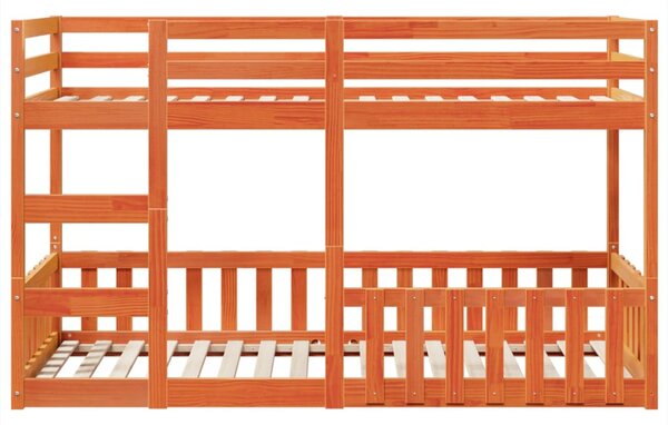 Krevet na kat voštano smeđi 80 x 200 cm od masivne borovine - Smeđa / 80 x 200 cm