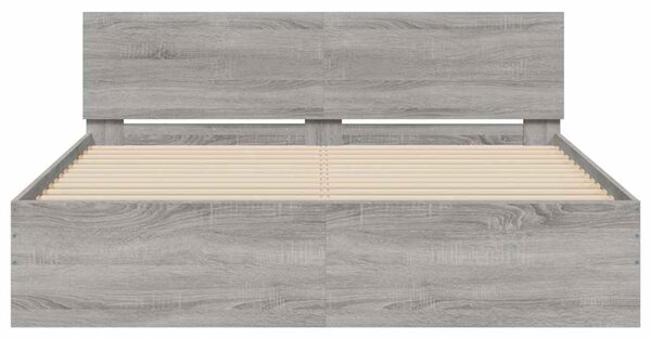 Okvir kreveta s uzglavljem LED siva boja hrasta 160x200 cm - Siva / 160 x 200 cm