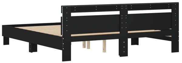 Okvir kreveta s uzglavljem i LED crni 160 x 200 cm - Crna / 160 x 200 cm