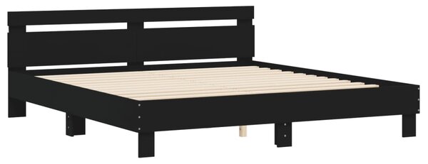 Okvir kreveta s uzglavljem i LED crni 160 x 200 cm - Crna / 160 x 200 cm