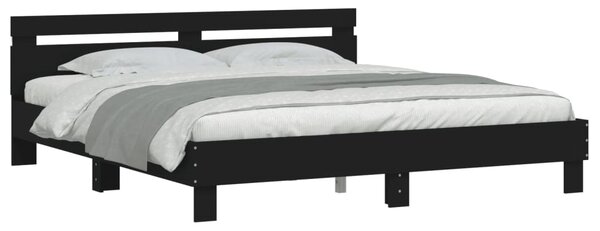 Okvir kreveta s uzglavljem i LED crni 160 x 200 cm - Crna / 160 x 200 cm