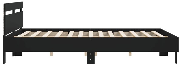 Okvir kreveta s uzglavljem i LED crni 160 x 200 cm - Crna / 160 x 200 cm