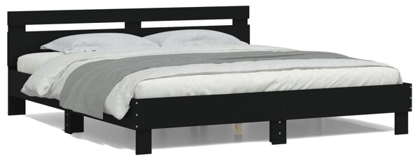 Okvir kreveta s uzglavljem i LED crni 160 x 200 cm - Crna / 160 x 200 cm