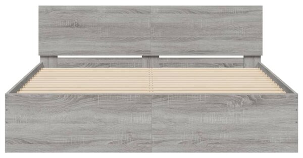 Okvir kreveta s uzglavljem siva boja hrasta 140 x 200 cm - Siva / 140 x 200 cm