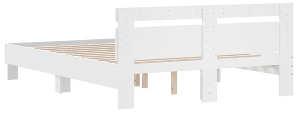Okvir kreveta s uzglavljem bijeli 140x190 cm konstruiranog drva - Bijela / 140 x 190 cm
