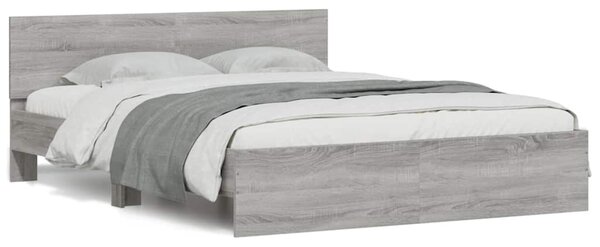 Okvir kreveta s uzglavljem LED siva boja hrasta 150x200 cm - Siva / 150 x 200 cm