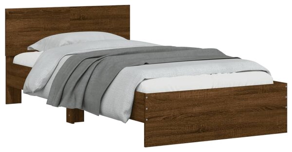Okvir kreveta bez madraca s uzglavljem boja hrasta 100x200 cm - Smeđa / 100 x 200 cm