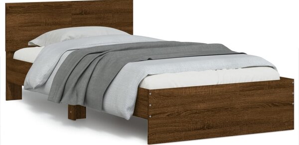 Okvir kreveta bez madraca s uzglavljem boja hrasta 100x200 cm - Smeđa / 100 x 200 cm