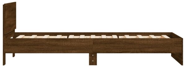 Okvir kreveta bez madraca s uzglavljem boja hrasta 100x200 cm - Smeđa / 100 x 200 cm