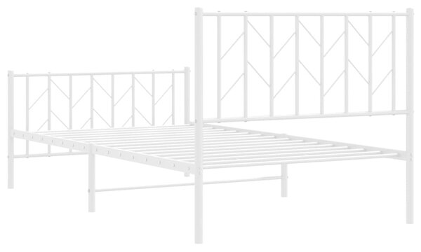 Metalni okvir kreveta s uzglavljem i podnožjem bijeli 100x190cm - Bijela / 100 x 190 cm